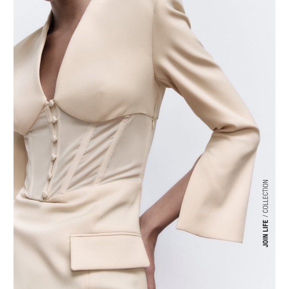 ZARA Corset Blazer Dress Ecru - Picture 3 of 9